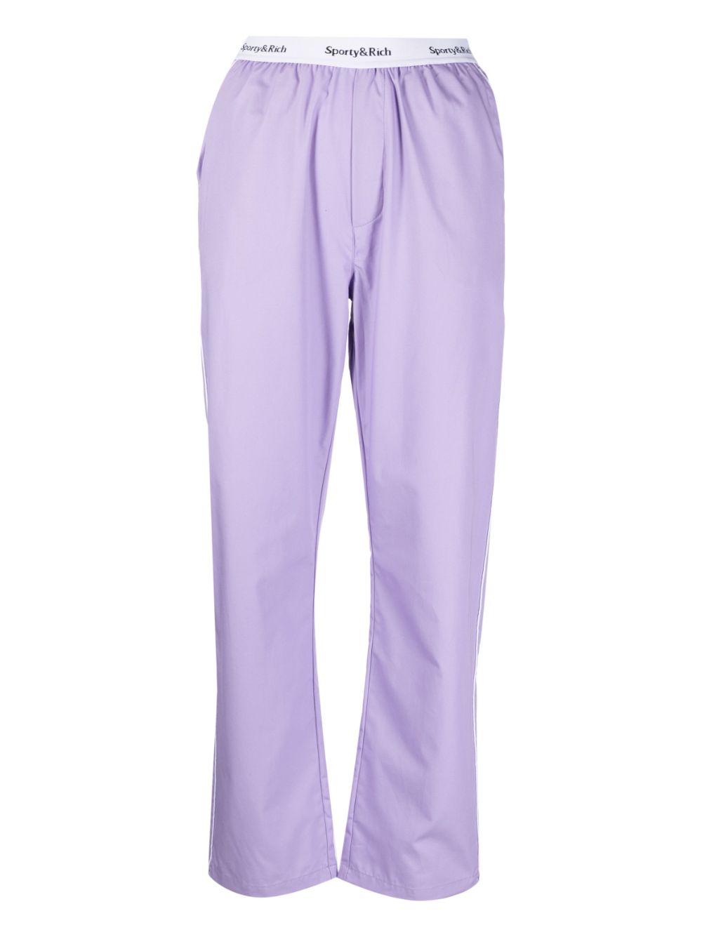 Sporty & Rich logo-waistband cotton pyjama trousers - Purple