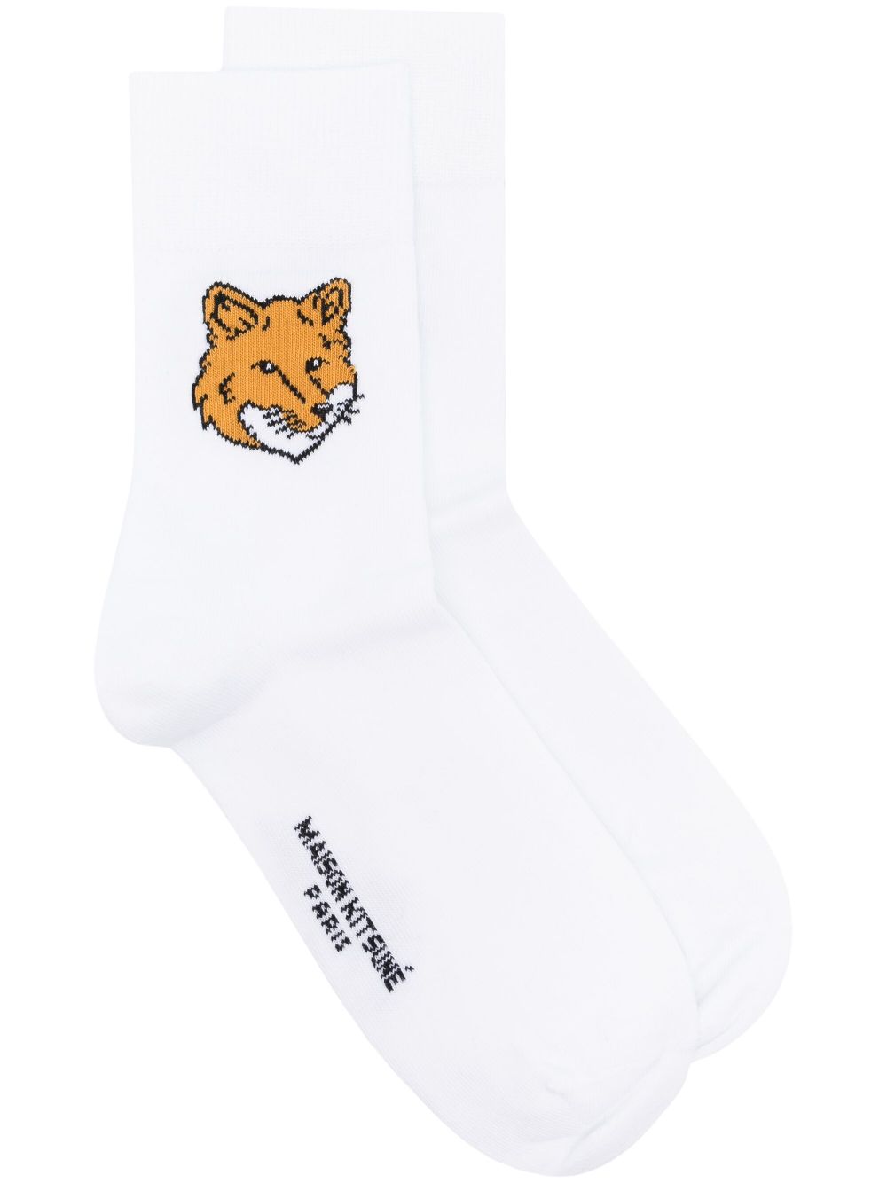 maison kitsuné chaussettes à motif fox - blanc