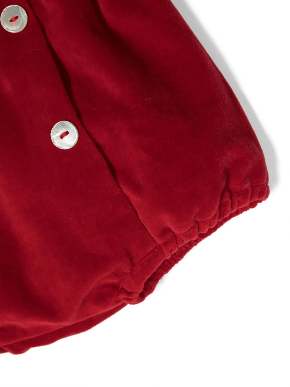  Siola Velvet-effect Decorative-buttons Shorts - Red 