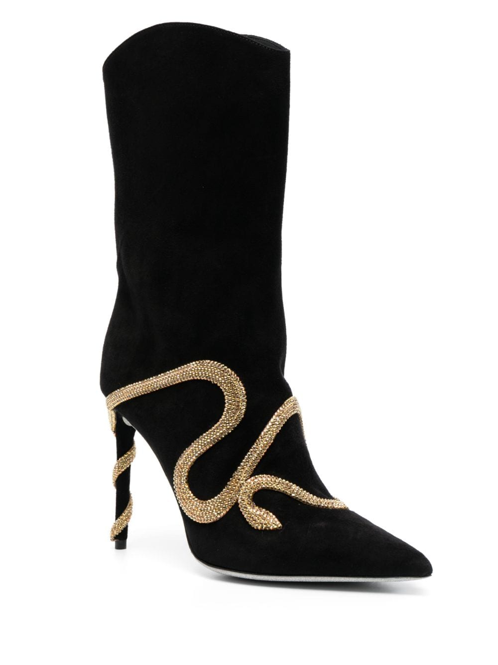 René Caovilla 105mm crystal snake-embellished boots - Zwart