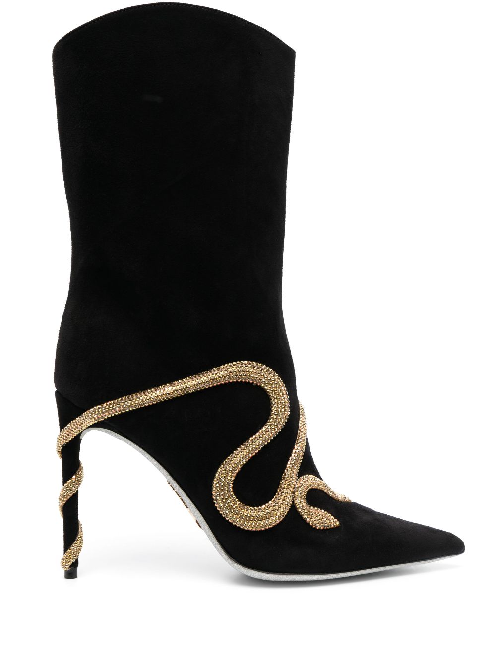 René Caovilla 105mm crystal snake-embellished boots - Black