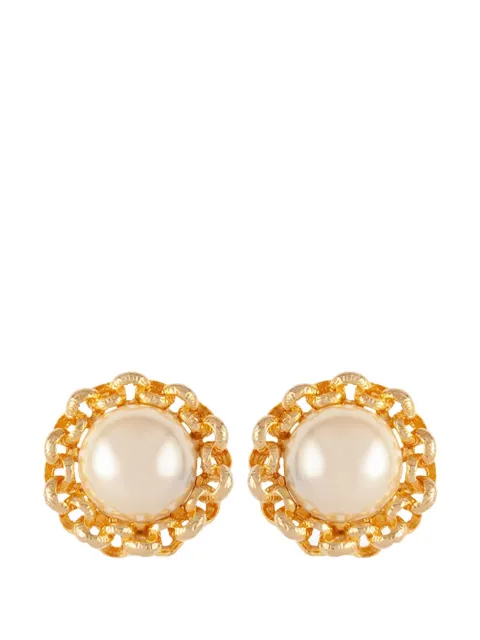 Susan Caplan Vintage 1990s chain-link-detail clip-on earrings