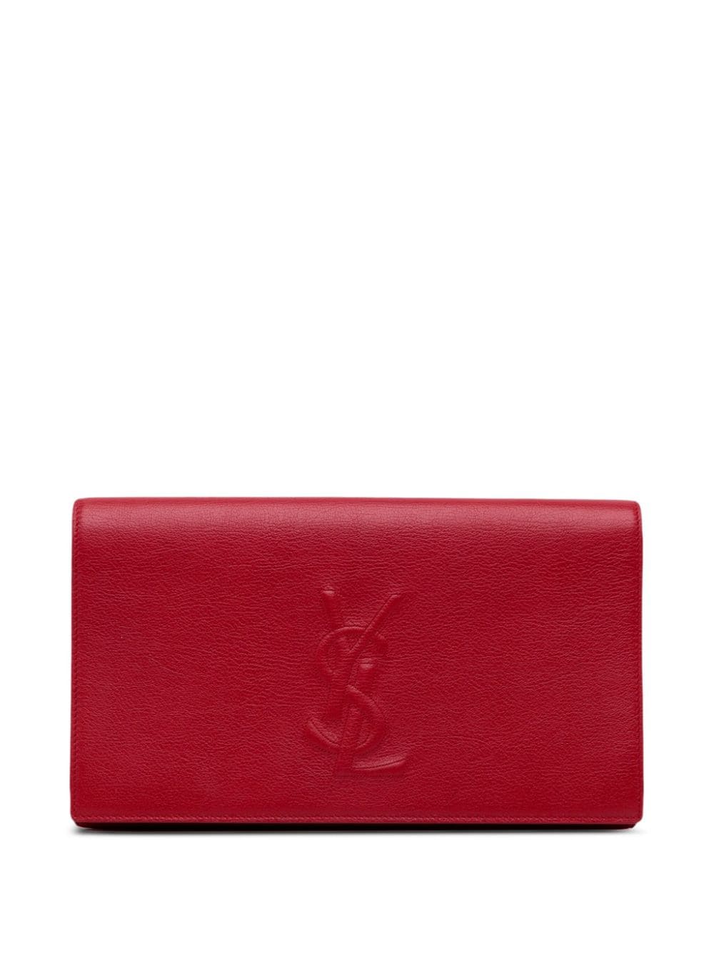 Pre-owned Saint Laurent 2016 Belle De Jour Leather Clutch Bag In Red