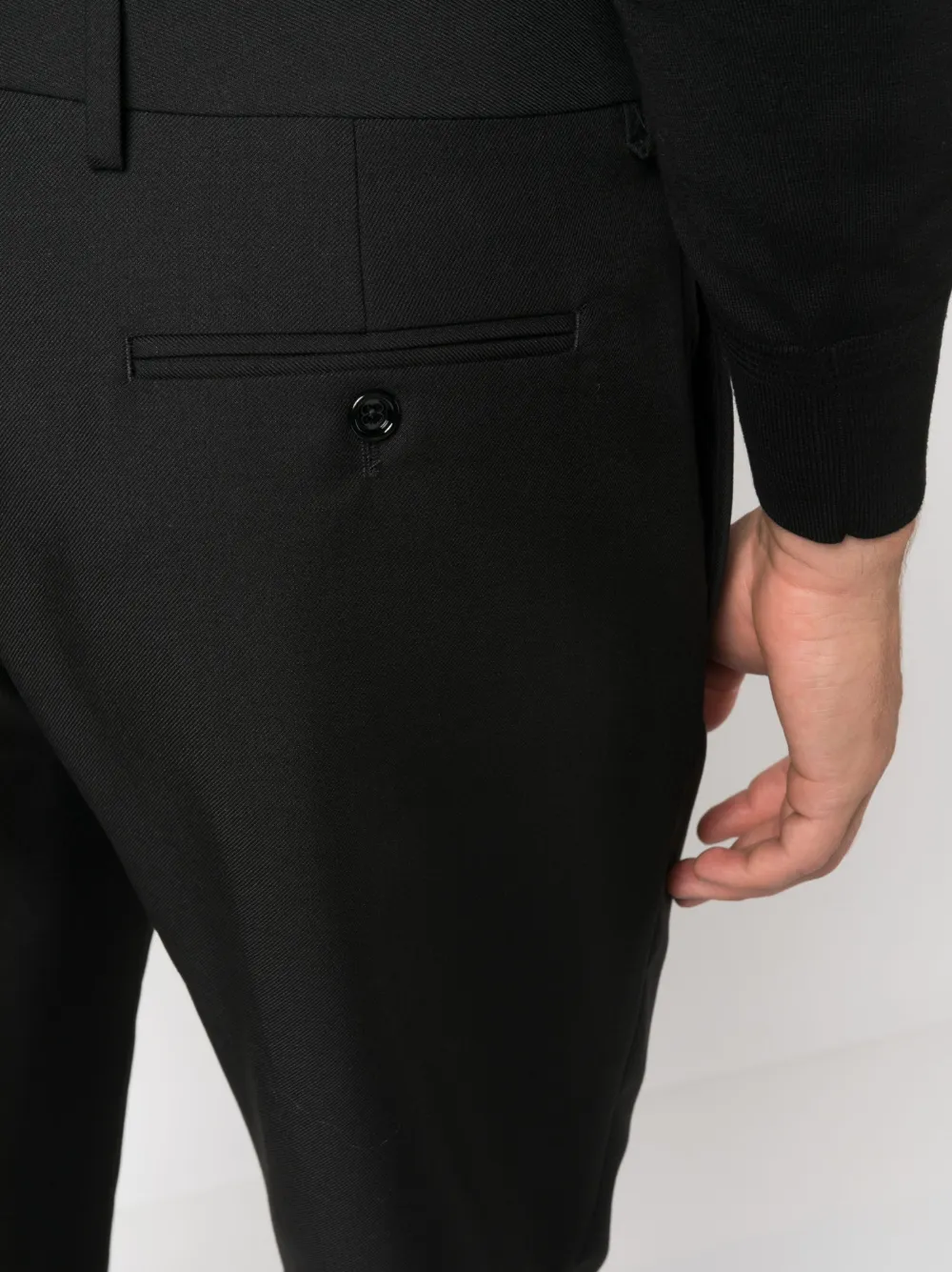 Shop Lardini Pressed-crease Tapered-leg Trousers In Black