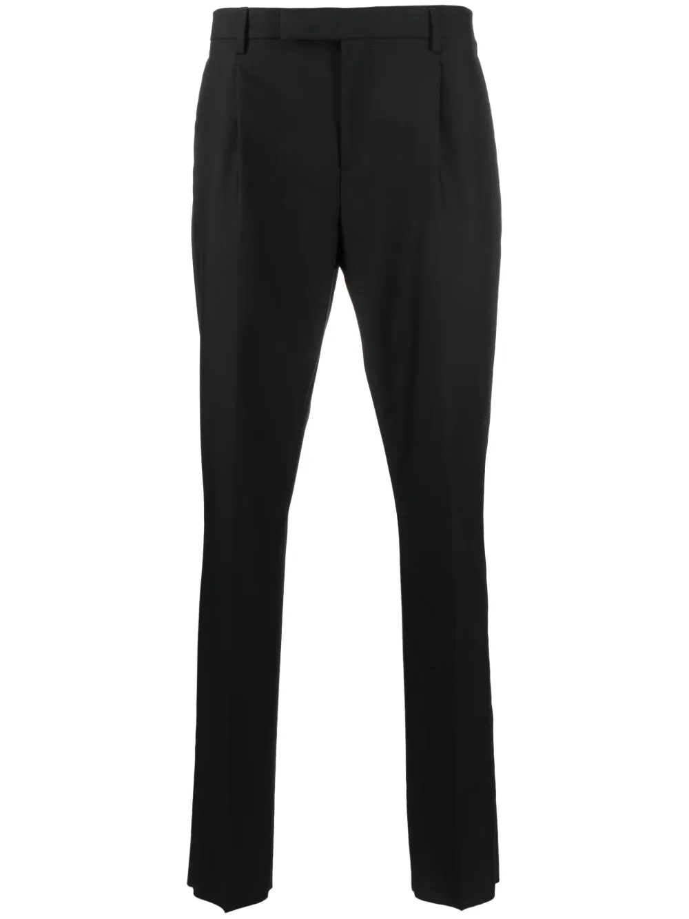 Shop Lardini Pressed-crease Tapered-leg Trousers In Black