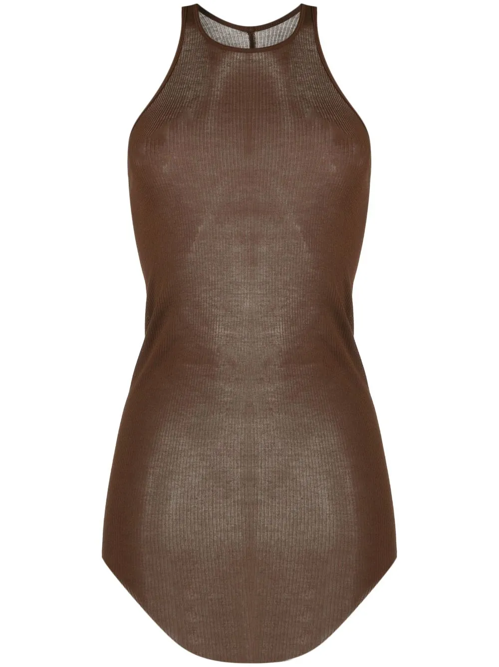 Rick Owens Ribbed-jersey Tank Mini Dress In Brown