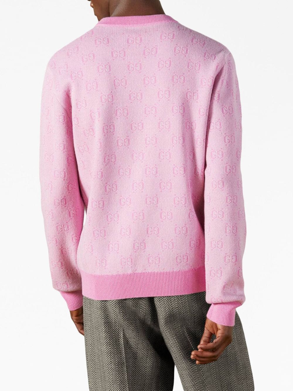 Shop Gucci Monogram-jacquard Wool Jumper In Rosa