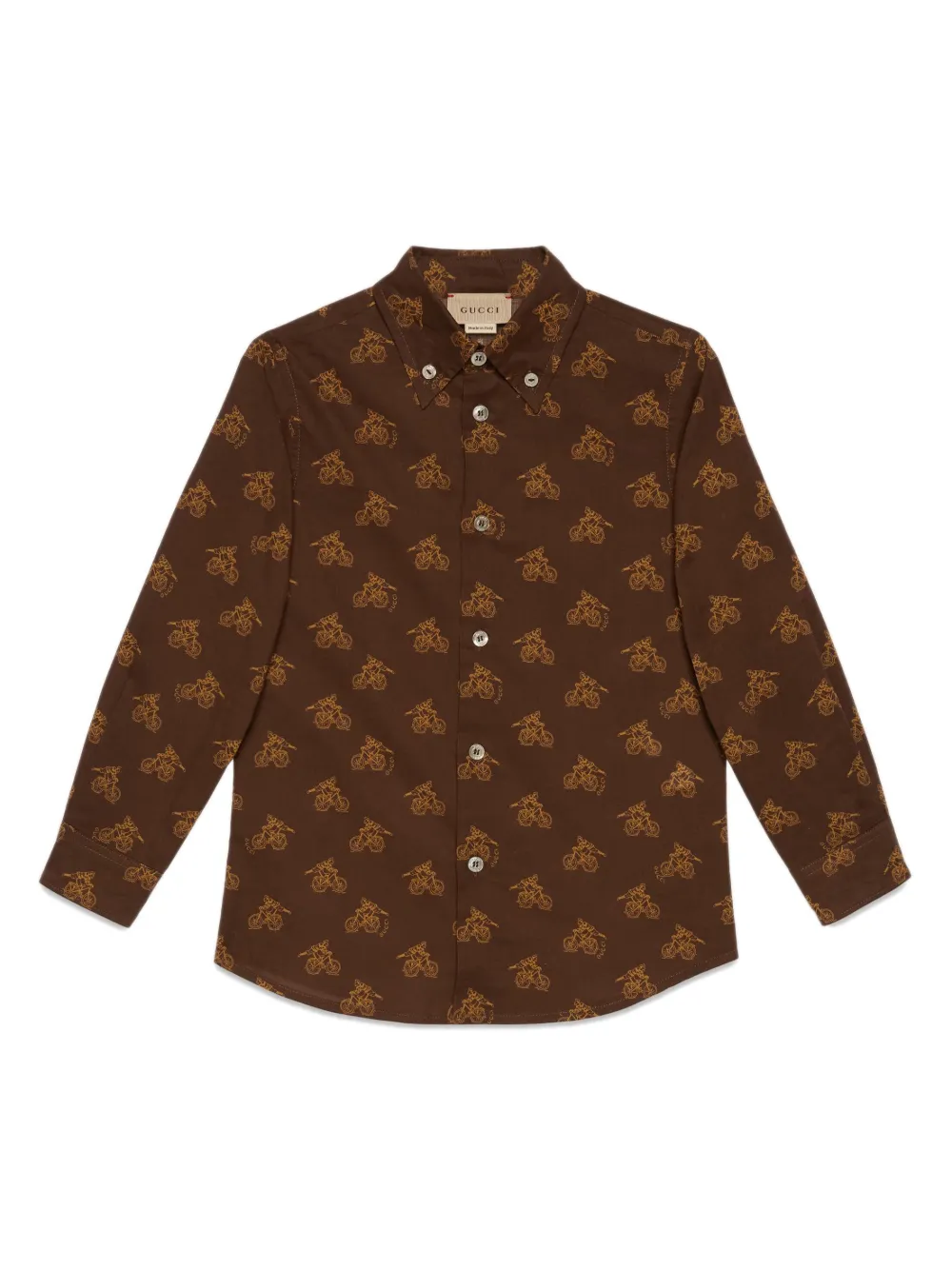 Gucci Kids graphic-print cotton shirt - Brown