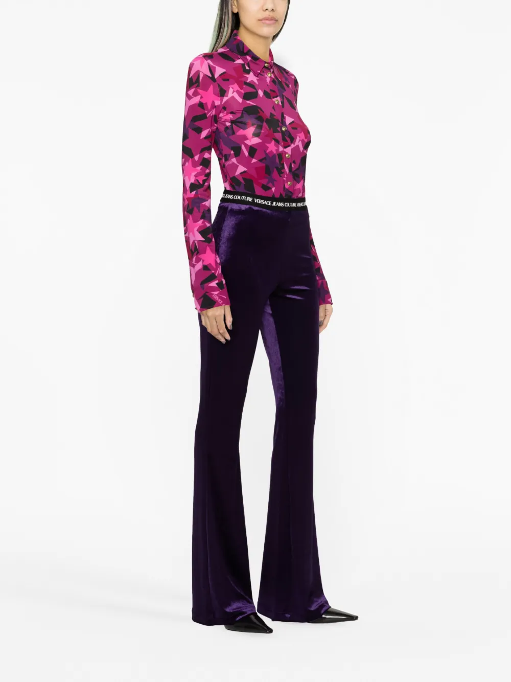  Versace Jeans Couture Star-print Stretch Shirt - Pink 