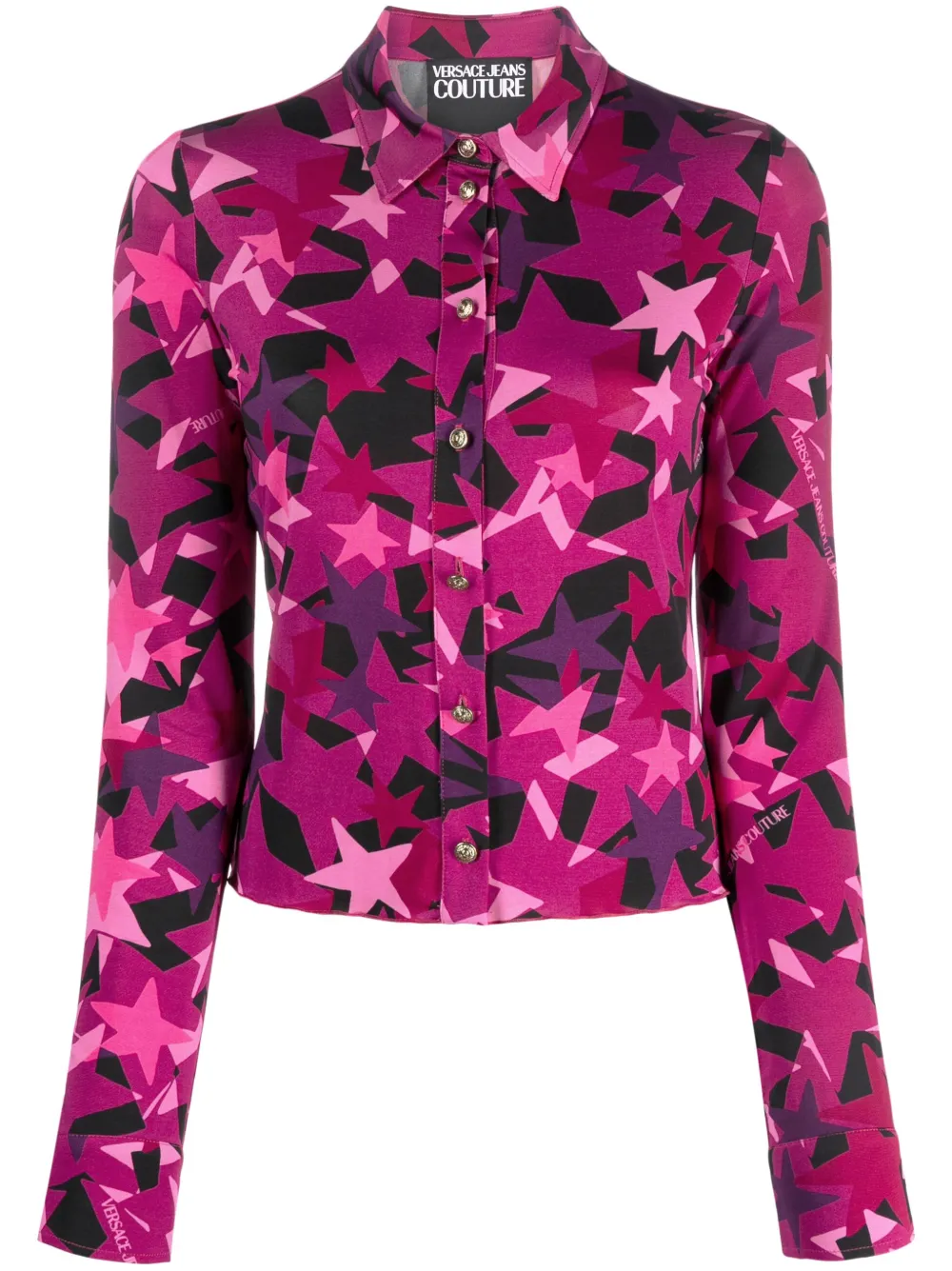 Versace Jeans Couture star-print stretch shirt | Pink | Image 1