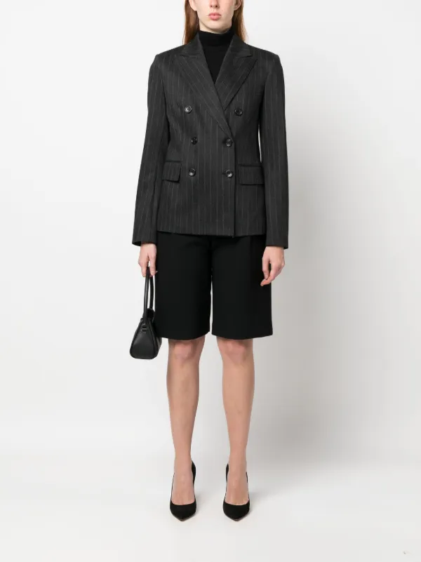 【関税＆送料込み】Max Mara Pinstriped Double-Breasted Jack Max Mara Pinstriped double-breasted Blazer | Grey | FARFETCH UK
