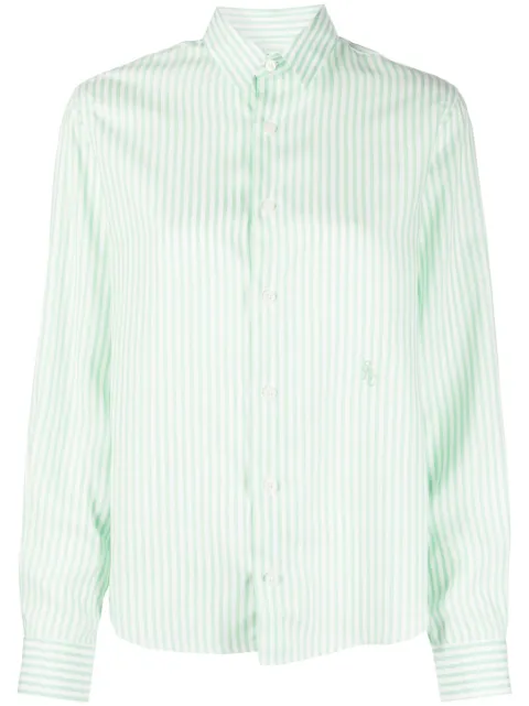 Sporty & Rich logo-embroidered tencel shirt