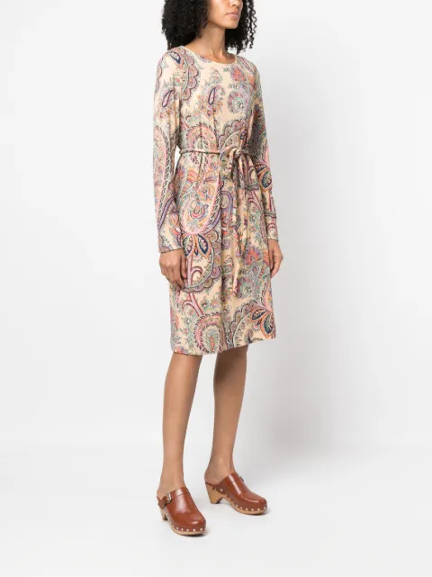ETRO paisley-print belted dress 185105099 - 2