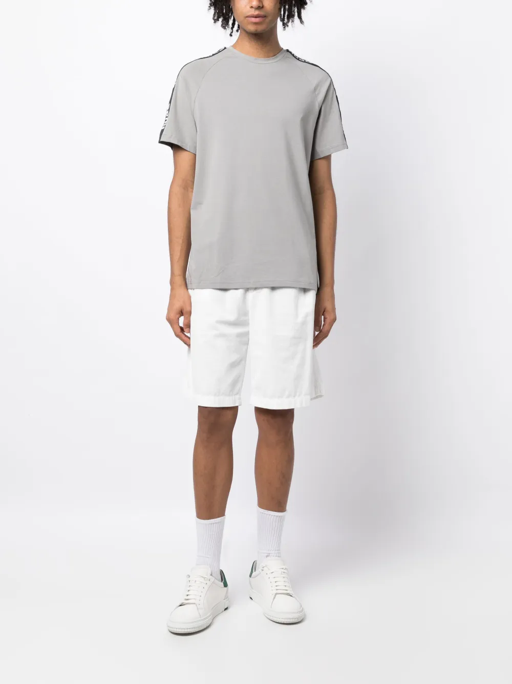 HUGO logo-tape crew-neck T-shirt - Grijs