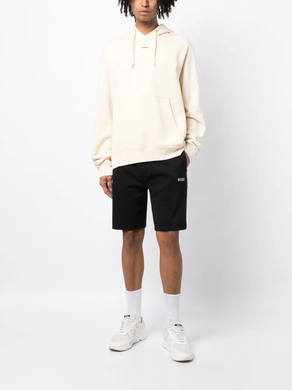 BOSS Shorts met geborduurd logo - Zwart
