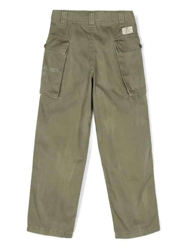 POLO RALPH LAUREN KIDS logo print Cotton Cargo Trousers Green FARFETCH PH