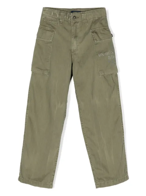 POLO RALPH LAUREN KIDS logo-print cotton cargo trousers