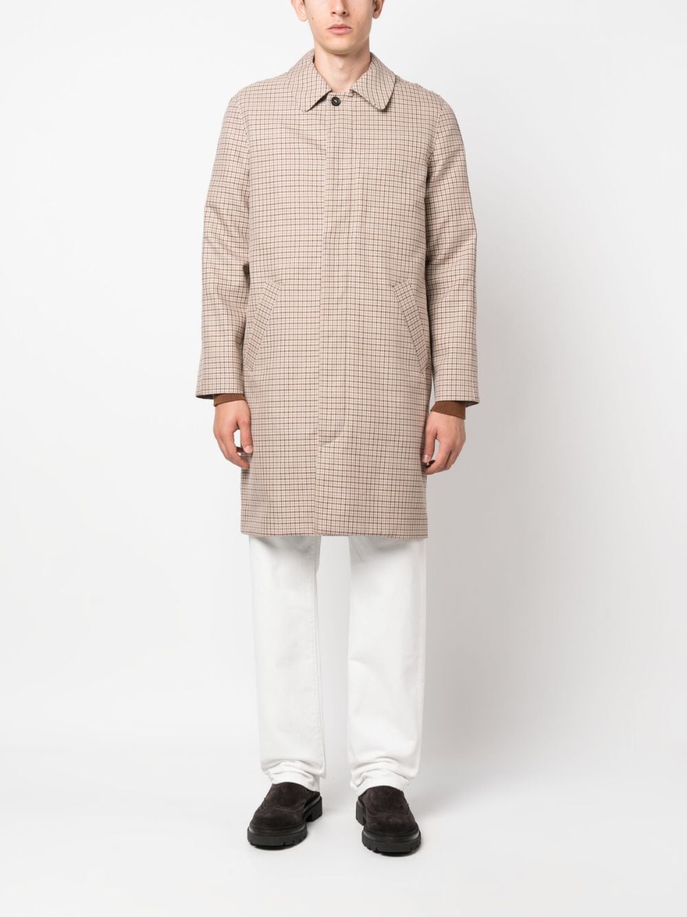 A.P.C. check-pattern cotton coat - Beige