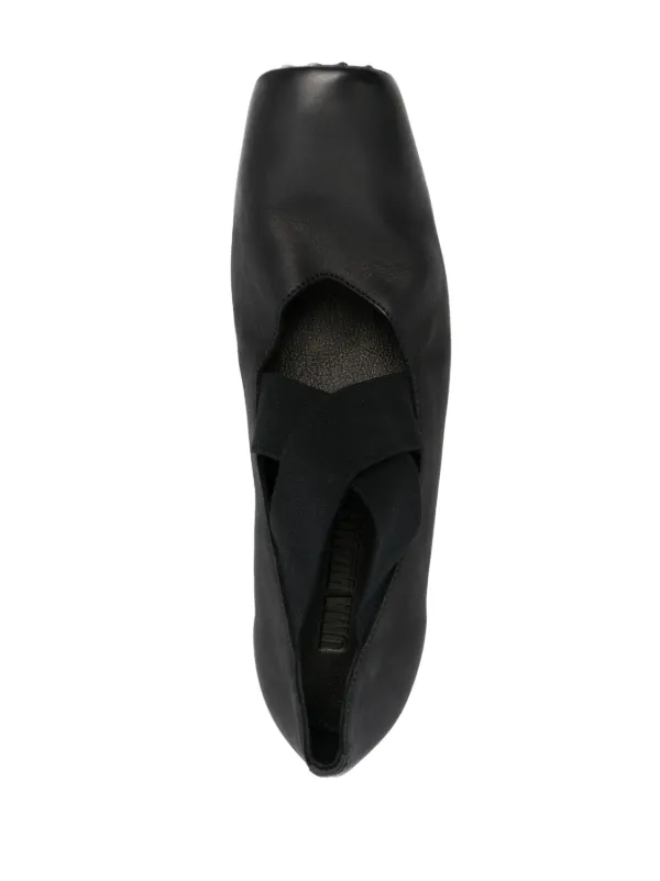 Uma Wang 23mm square-toe Leather Ballerina Shoes | Black