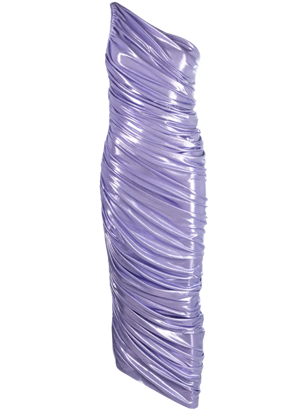 Norma Kamali Diana Asymmetric Draped Midi Dress In Purple