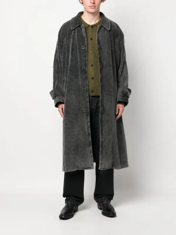 Uma Wang Corduroy Cotton Trench Coat | Grey | FARFETCH