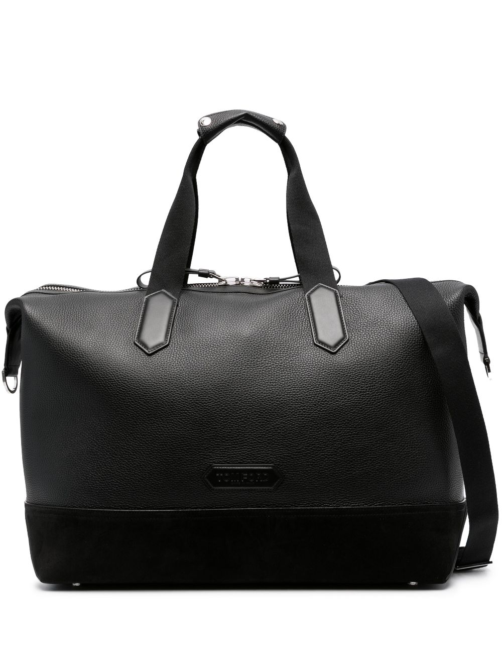 TOM FORD logo-patch pebbled holdall - Black