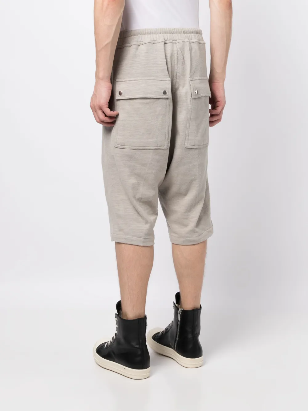 Rick Owens Eyelet-detailing Drop-crotch Shorts In Grey
