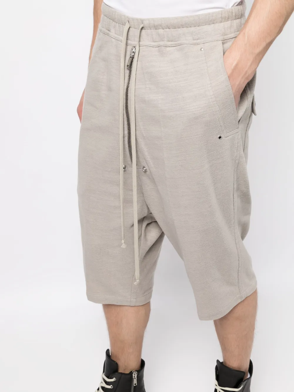 Rick Owens Eyelet-detailing Drop-crotch Shorts In Grey