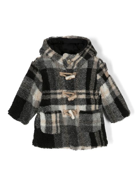 Il Gufo check-pattern fleece-texture coat 