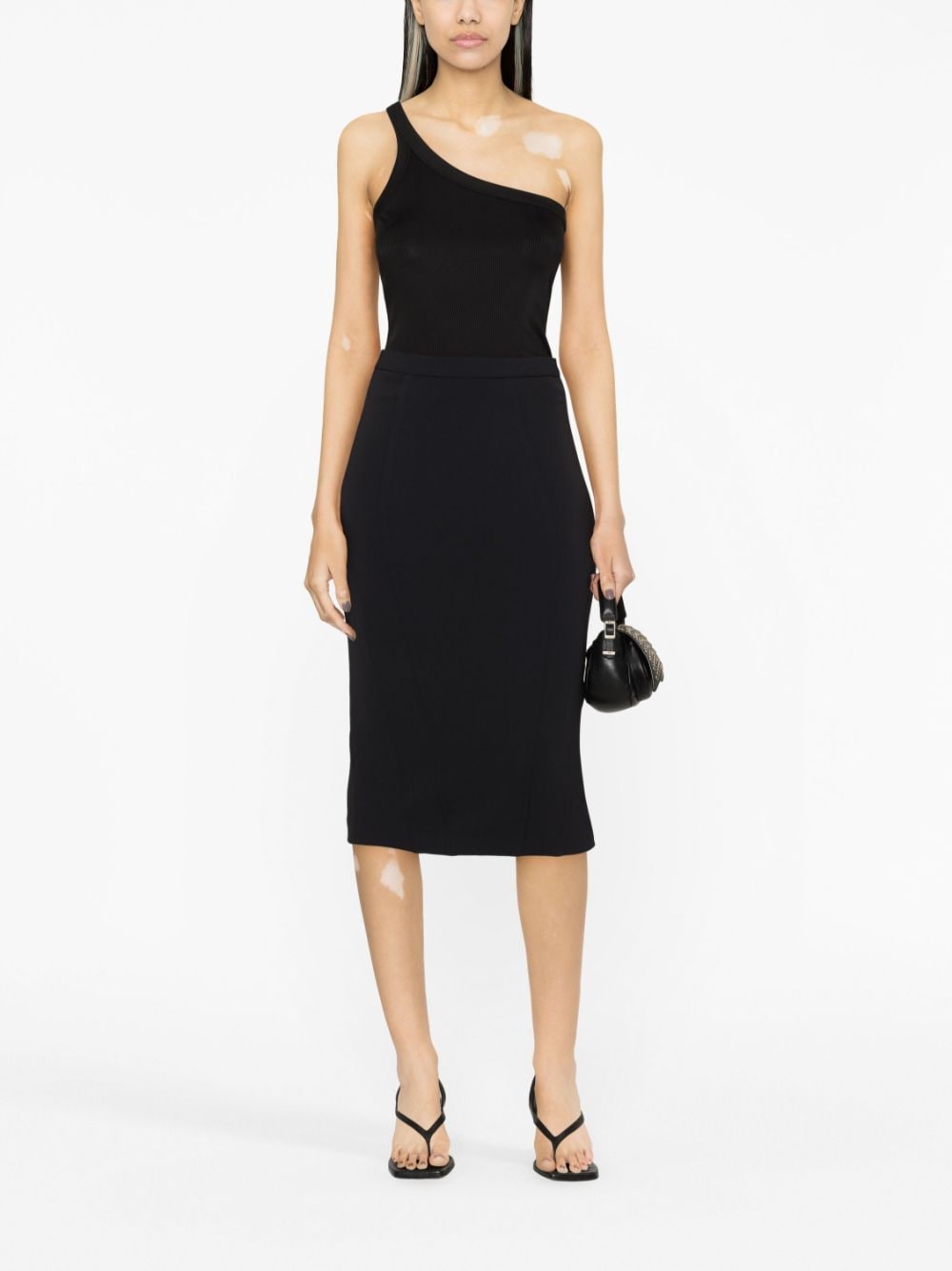 PINKO crepe pencil midi skirt - Zwart