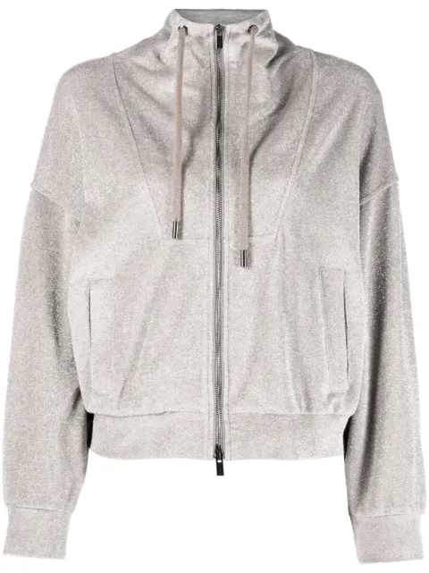 Peserico metallic hooded bomber jacket