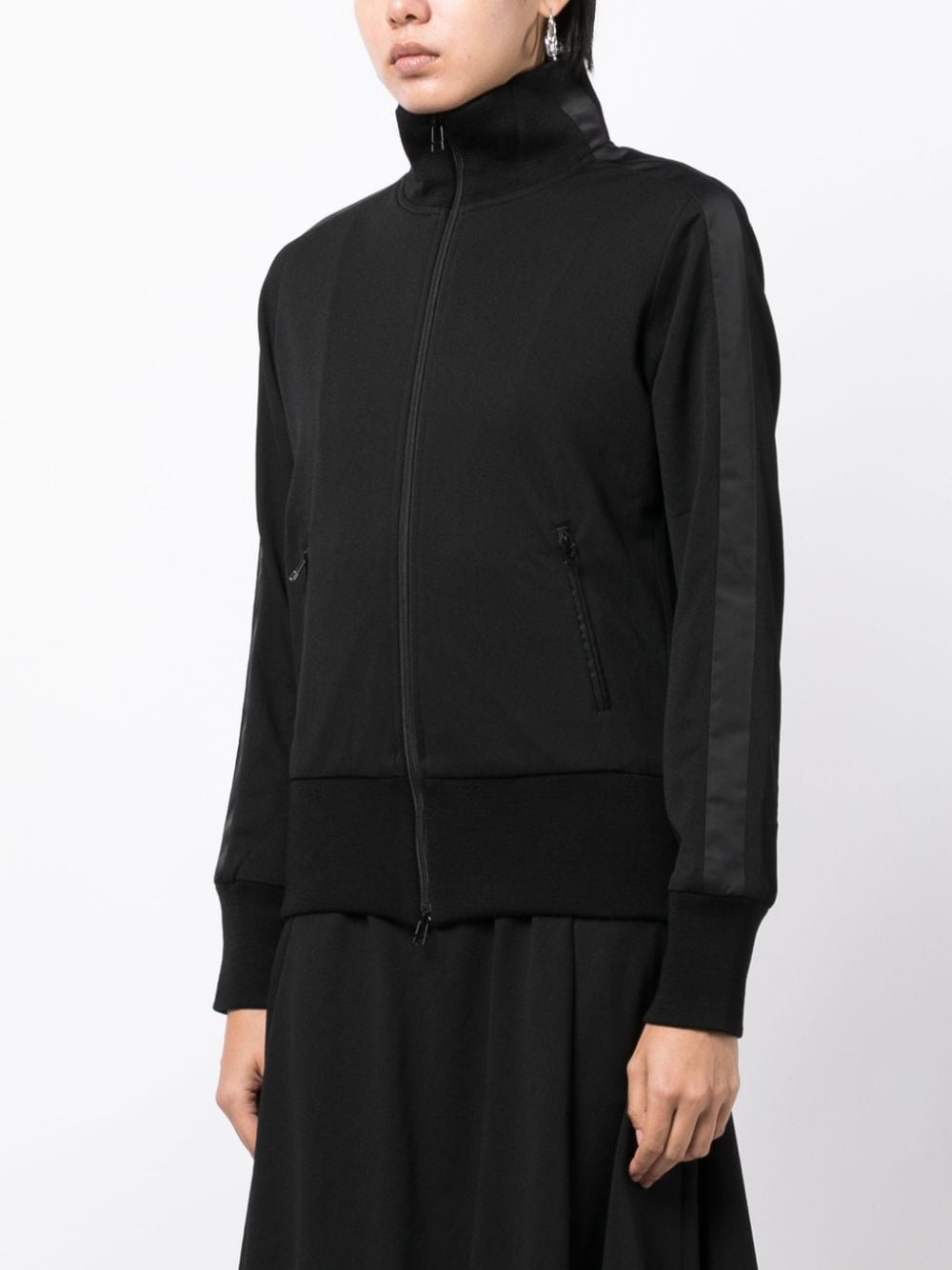 Shop Yohji Yamamoto Stripe-detail Zip-up Sweatshirt In Black