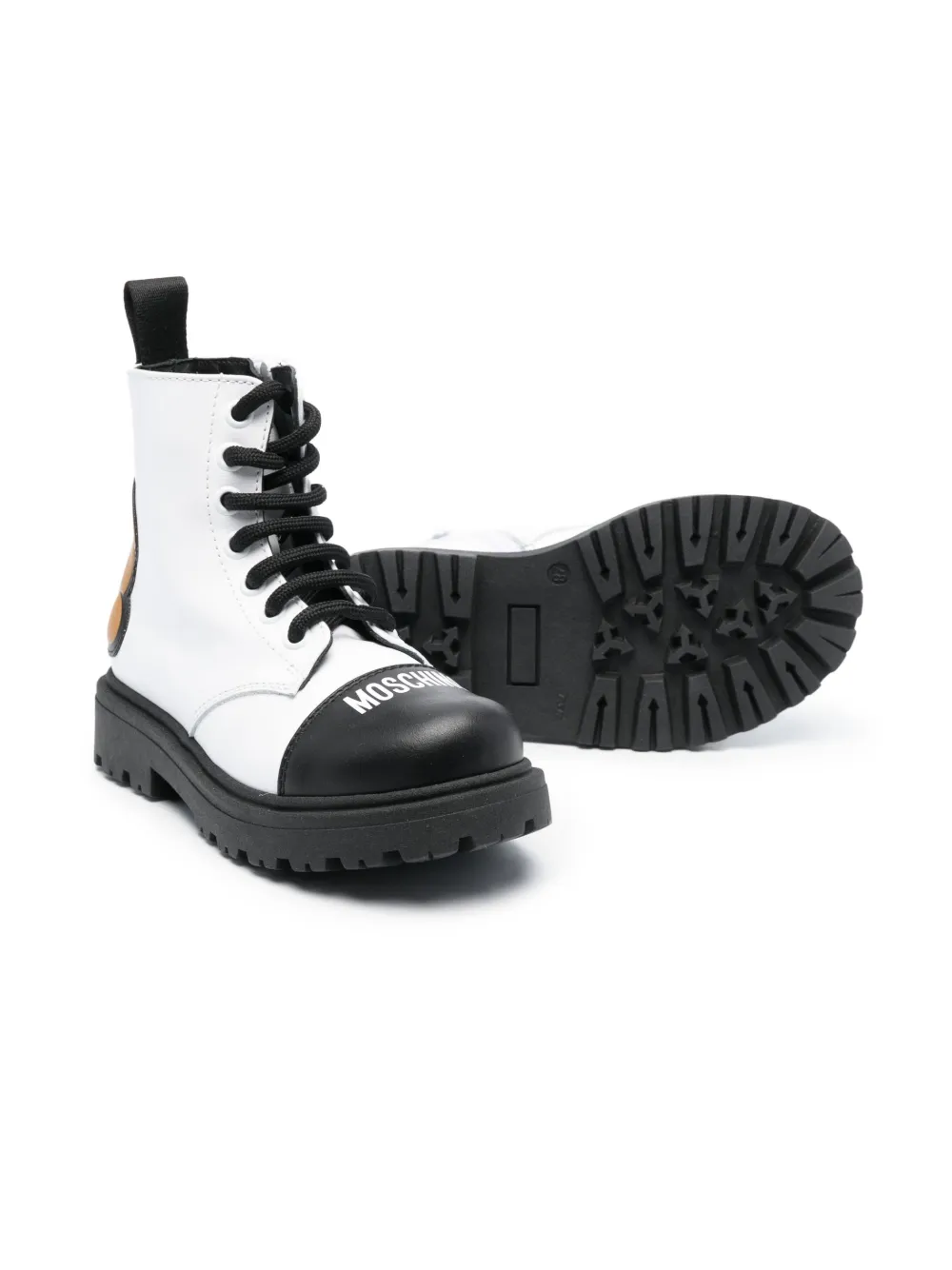 Moschino Kids Teddy Bear-motif leather boots - Wit