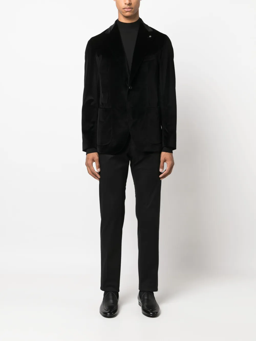 Tagliatore velvet single-breasted blazer - Zwart