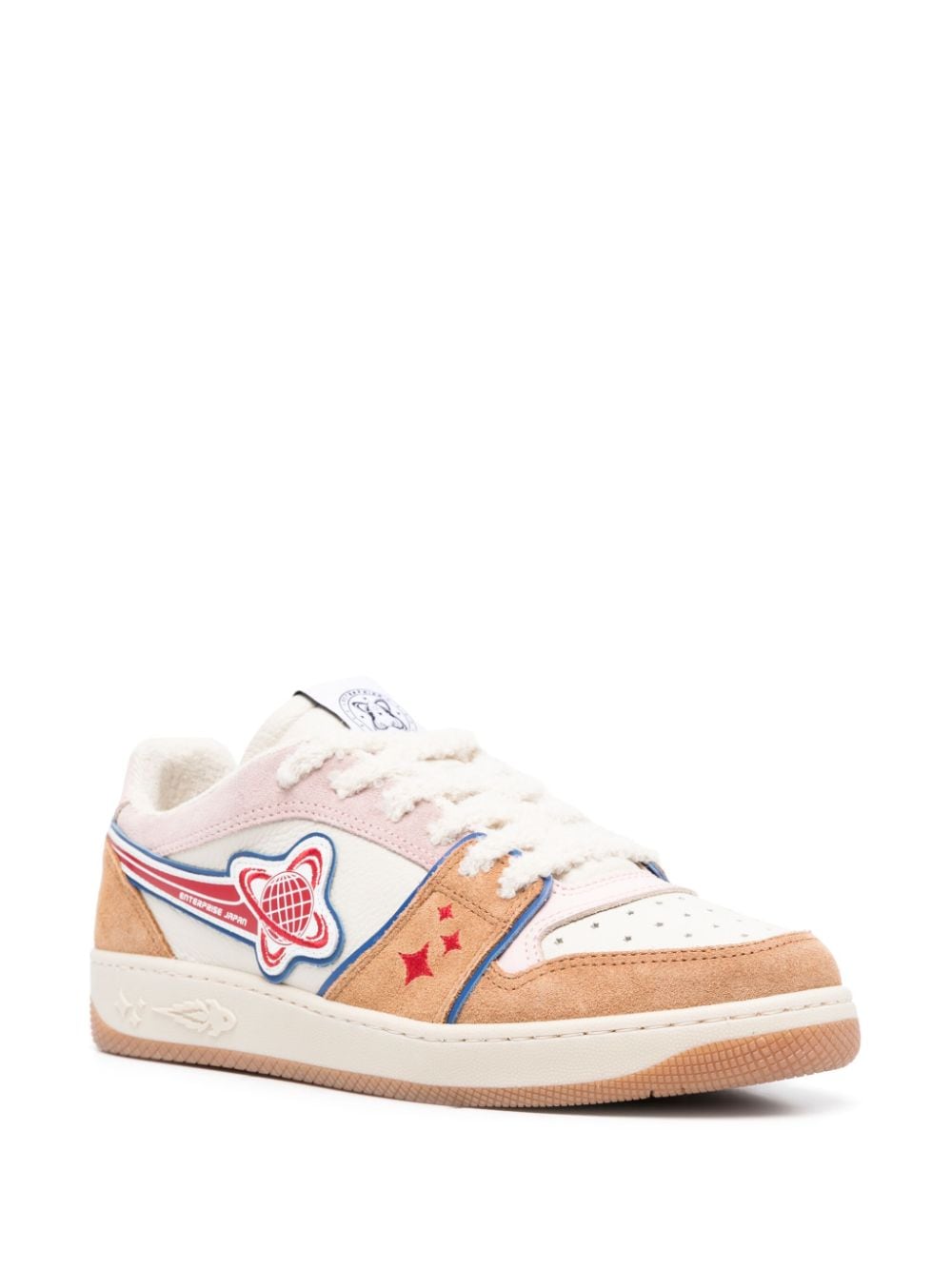 Shop Enterprise Japan Egg Planet Lace-up Leather Sneakers In Nude