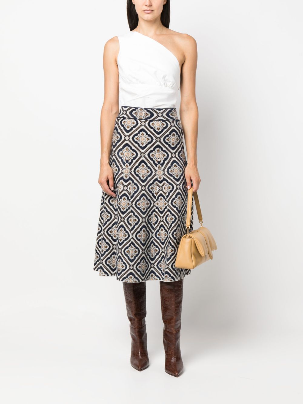 ETRO graphic-print A-line skirt - Blauw