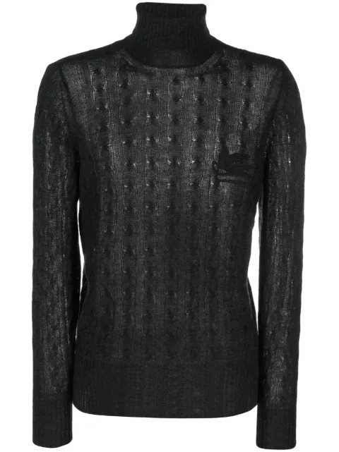 ETRO roll-neck cashmere cable-knit jumper