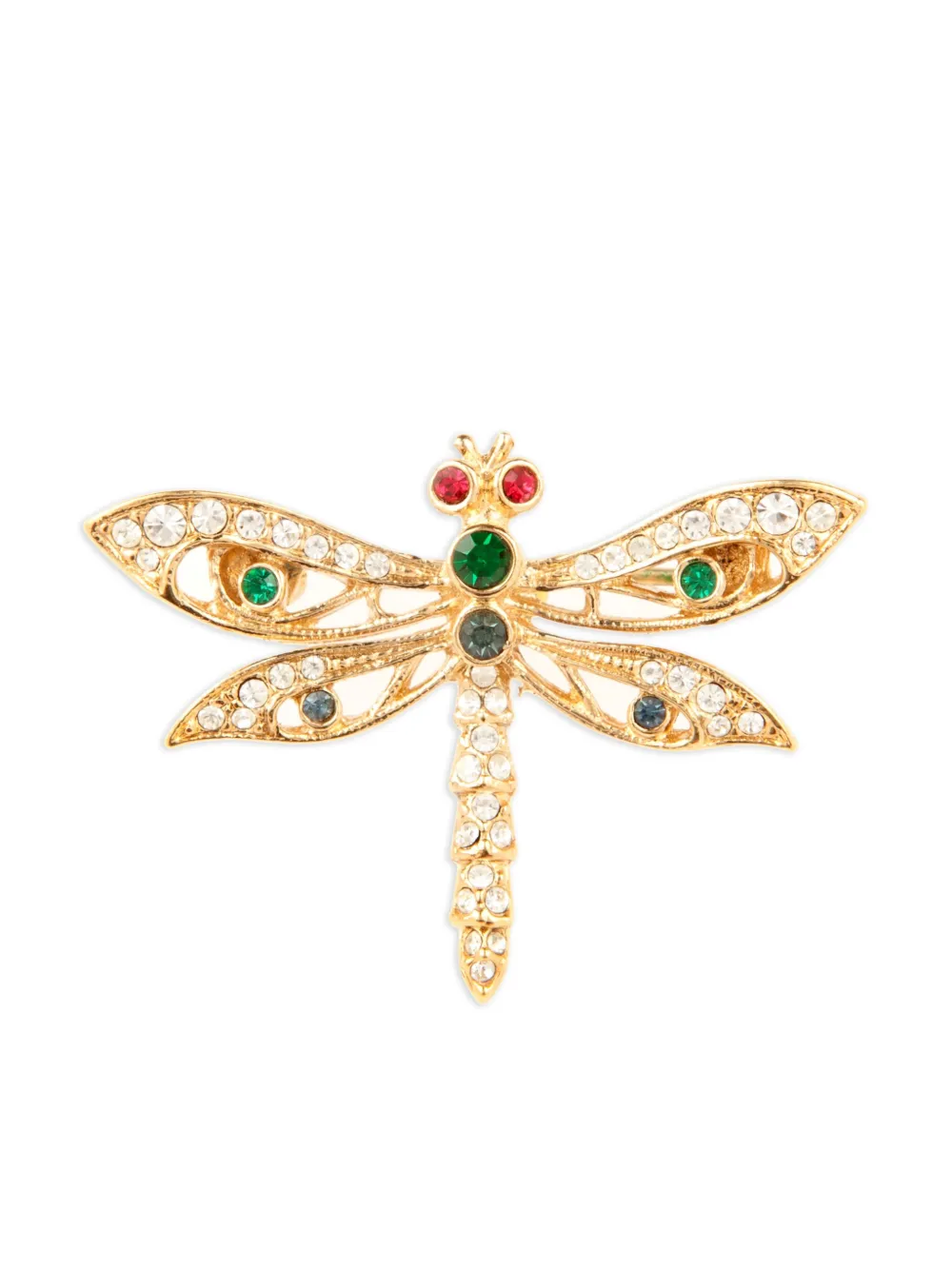 Pre-owned Susan Caplan Vintage 1980s Attwood & Sawyer Crystal-embellished Brooch In Gold