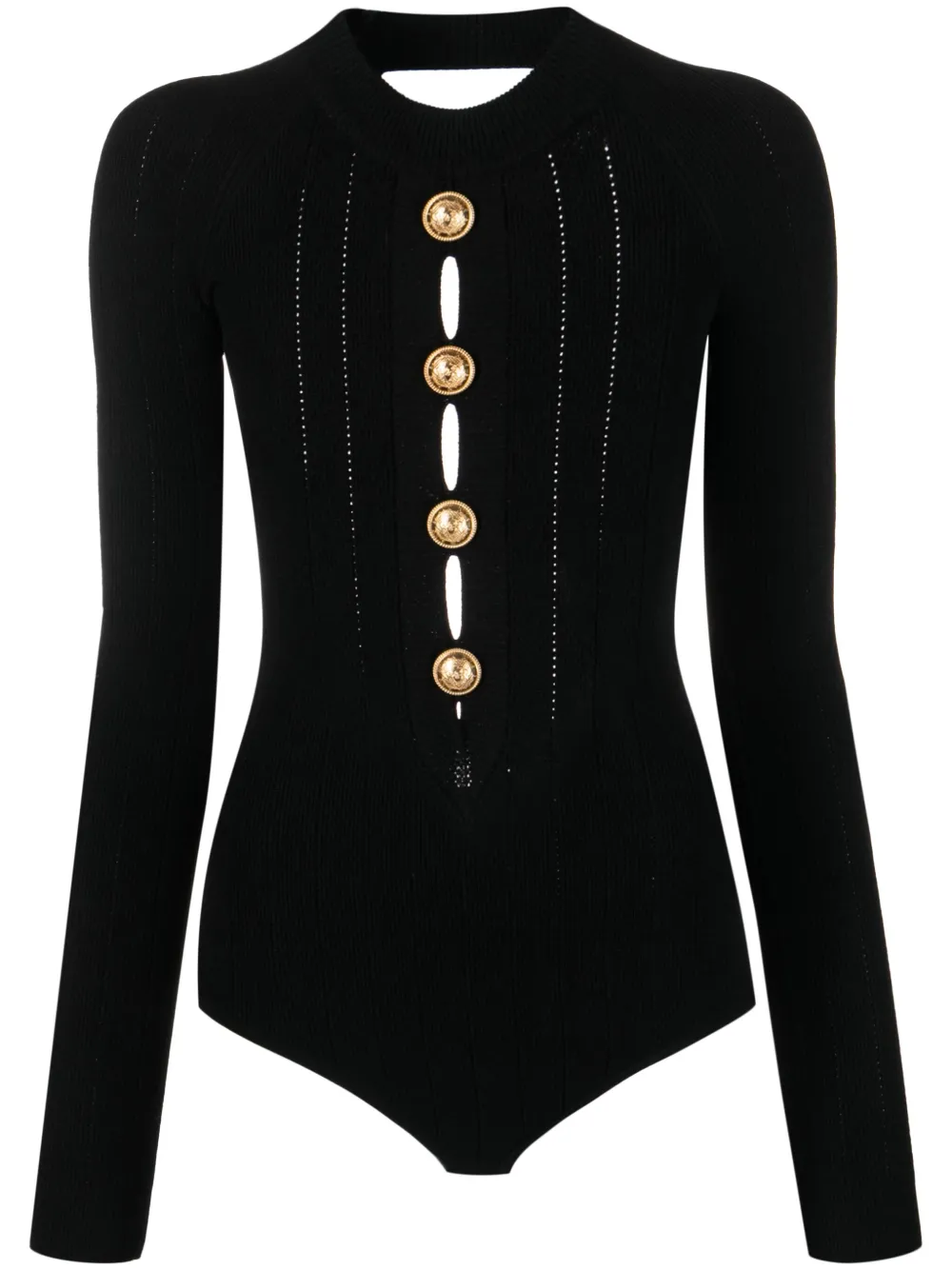 Balmain button-embellished knitted bodysuit | Black | Image 1