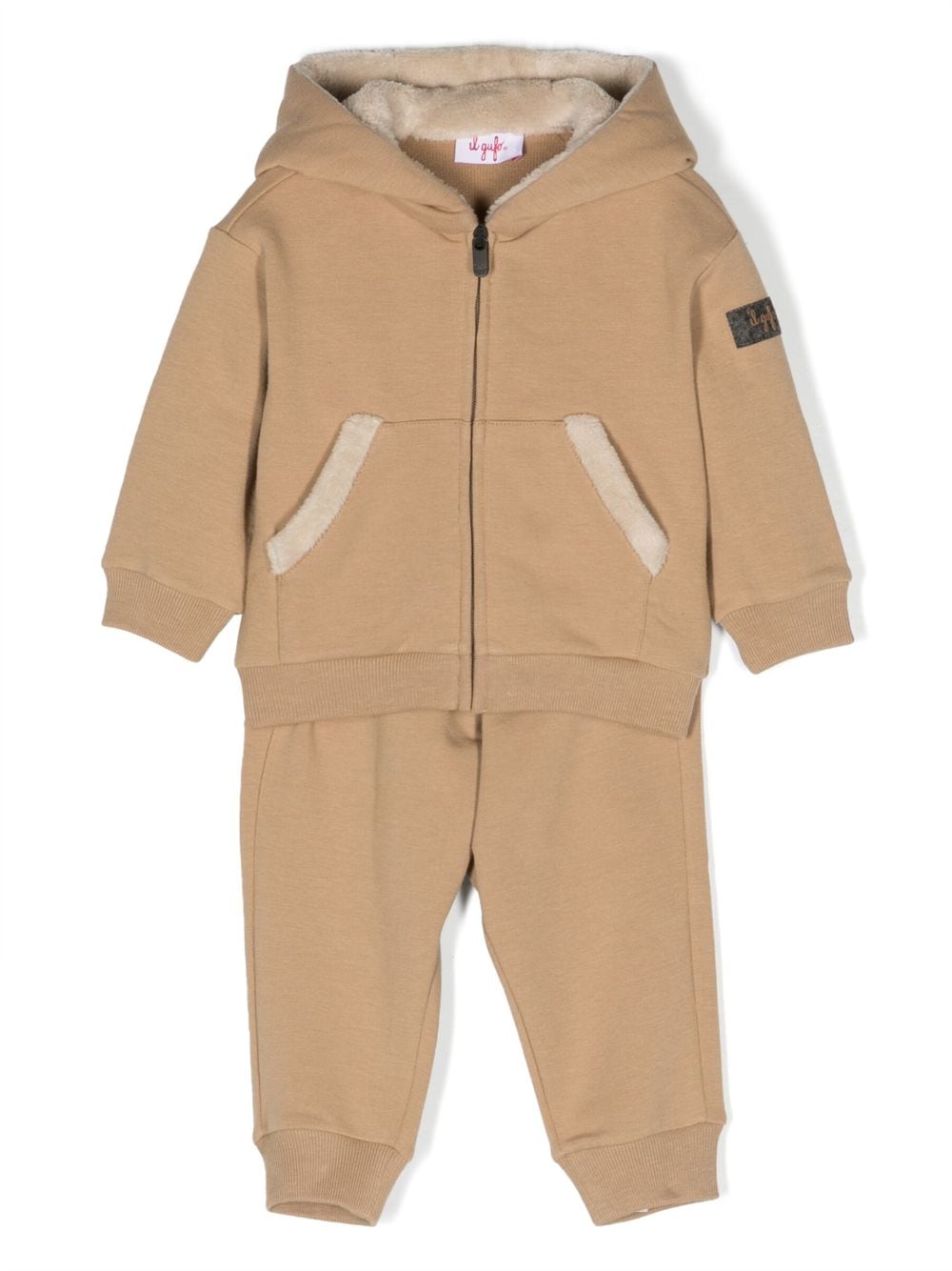 Il Gufo Babies' Teddy Bear-motif Cotton Tracksuit Set In Neutrals