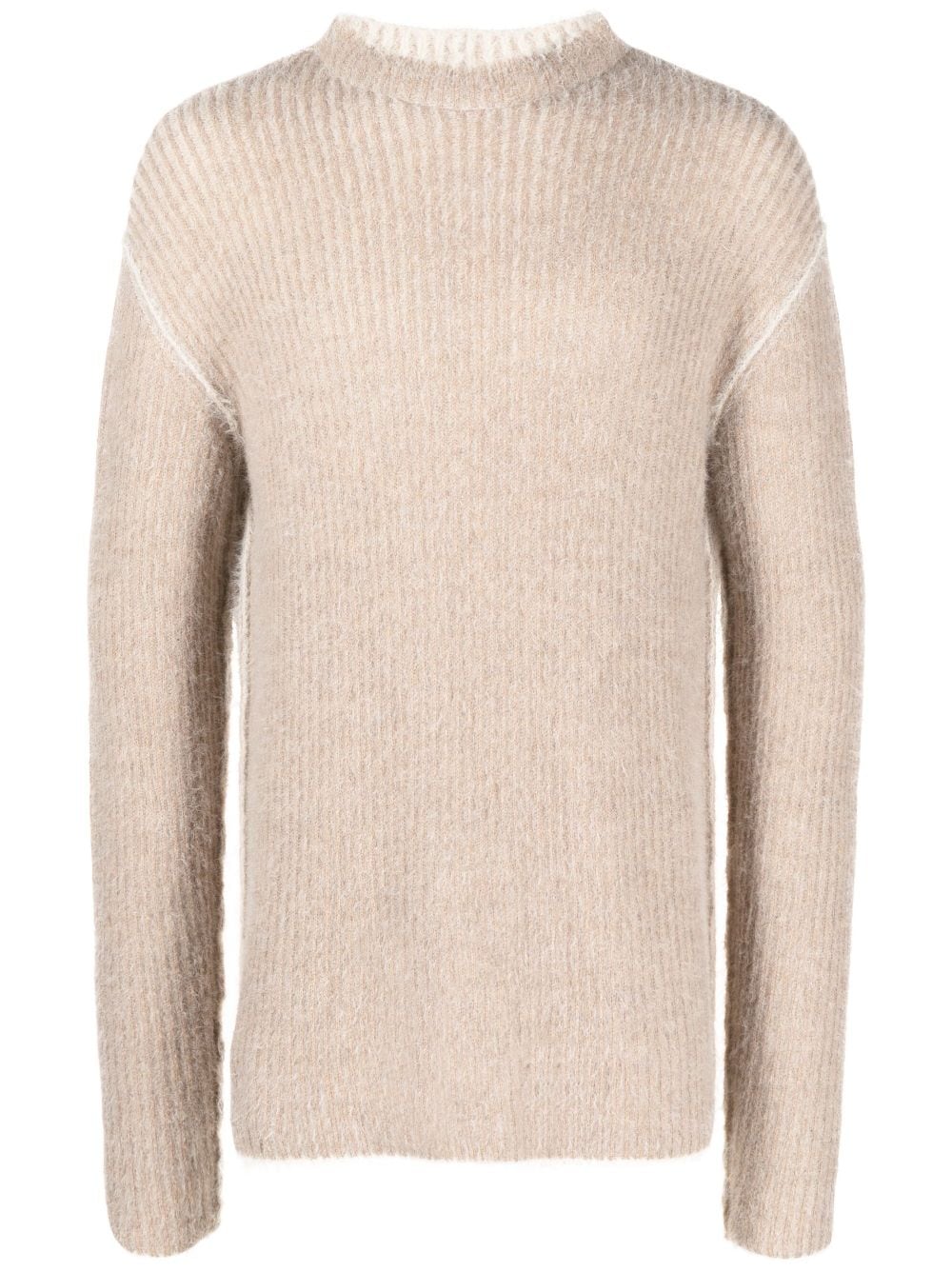 Shop Uma Wang Textured-finish Crew-neck Jumper In Neutrals