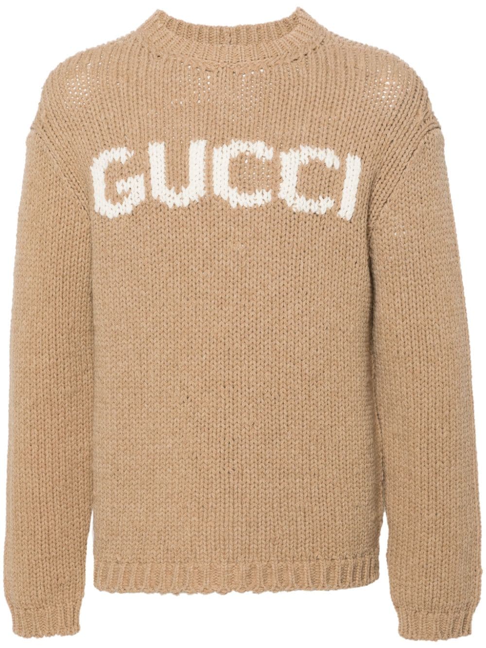 Gucci logo-intarsia wool jumper - Brown