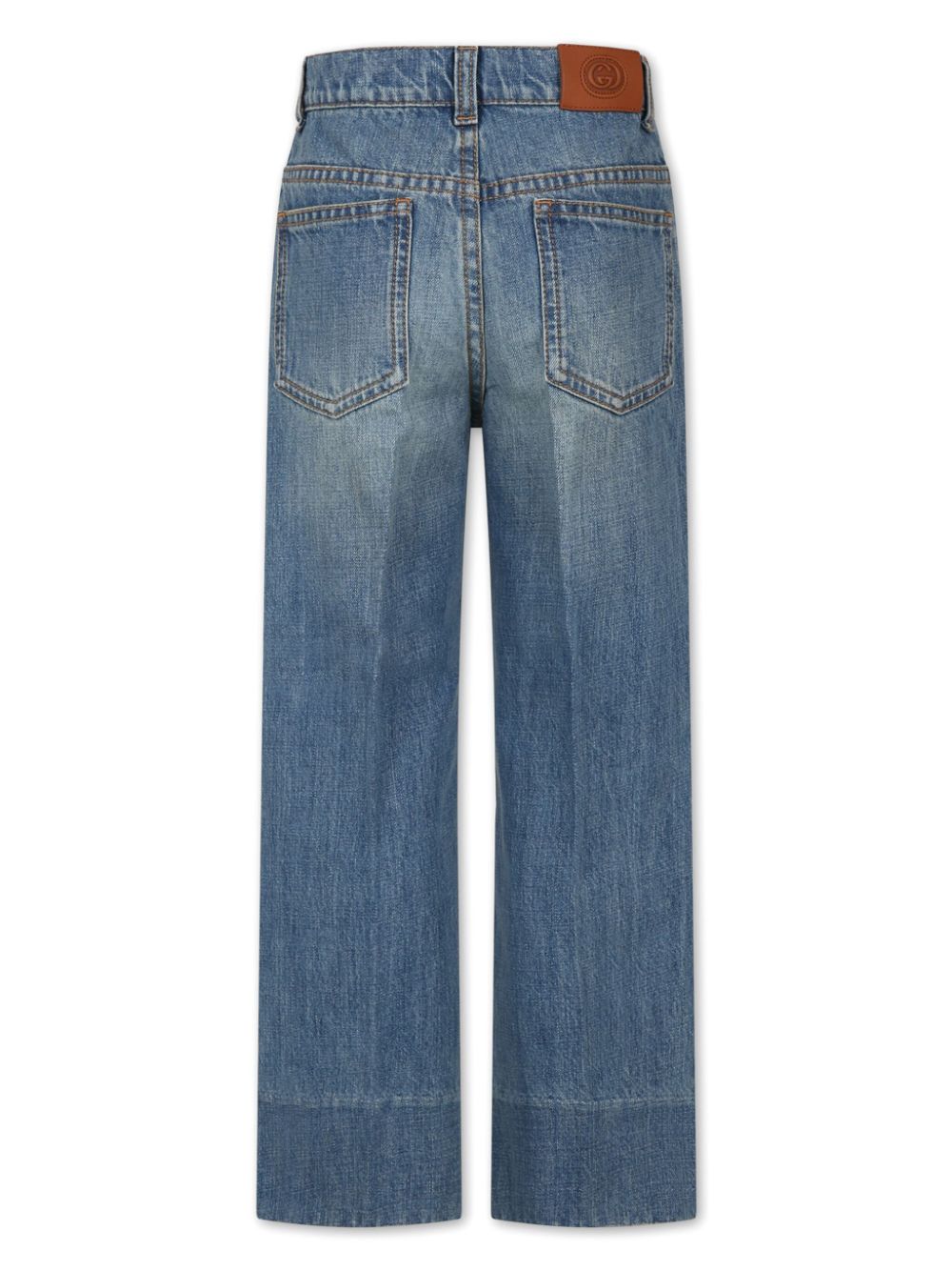 Gucci Kids whiskering-effect mid-rise straight-leg jeans - Blue