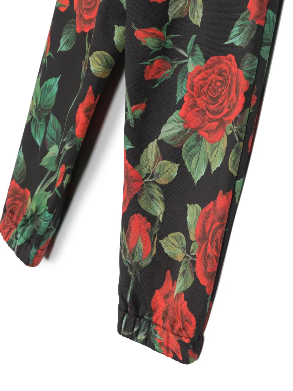 Dolce & Gabbana Logo-band Floral-print Trousers In Black