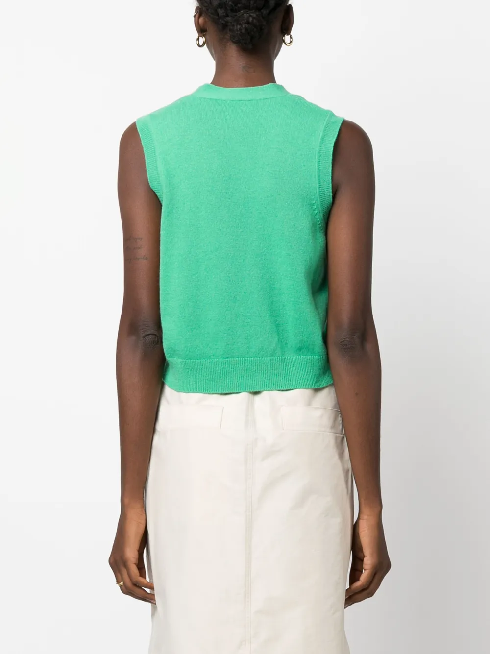 Asymmetric V-Neck Knit Vest