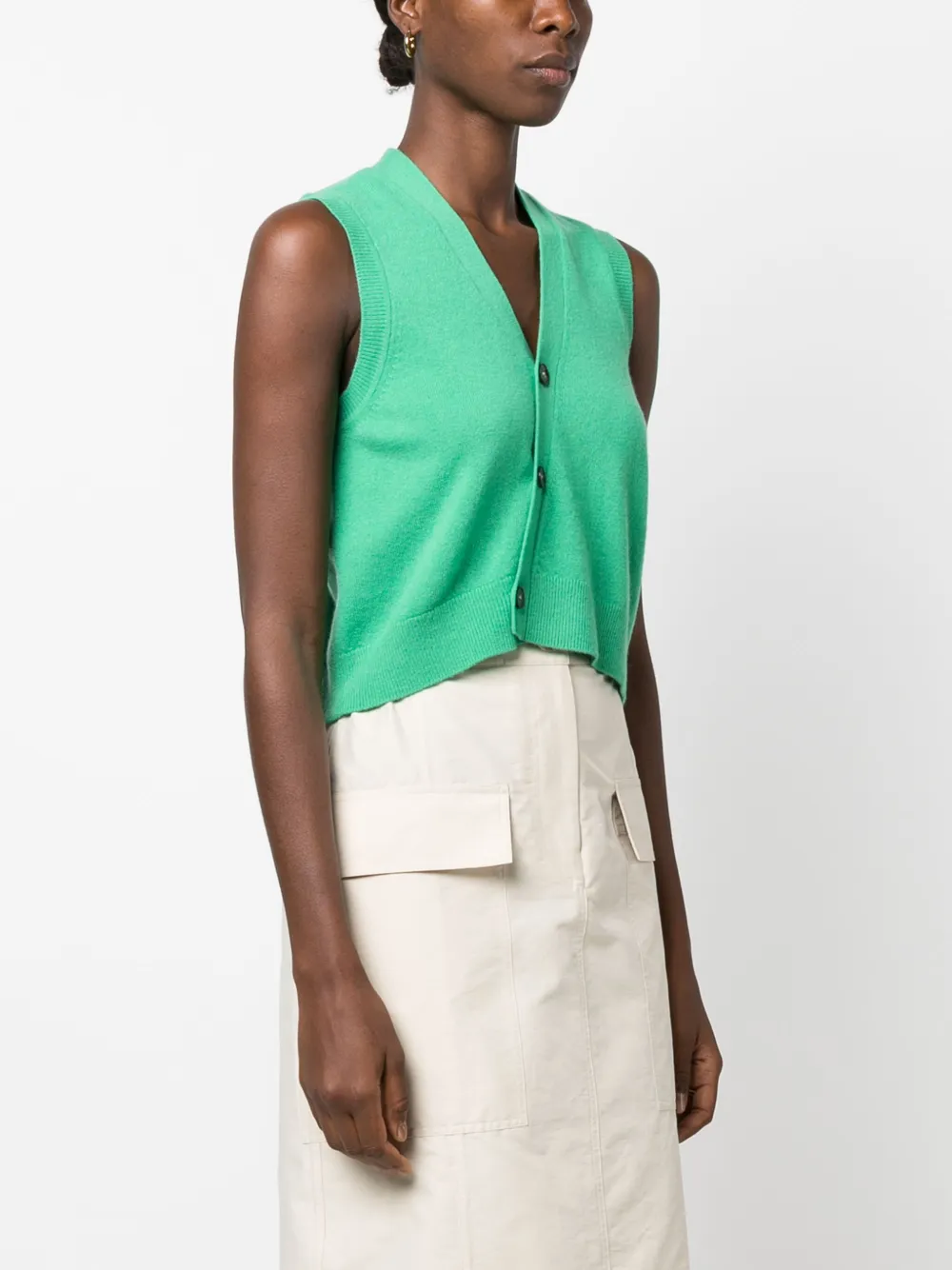 Asymmetric V-Neck Knit Vest