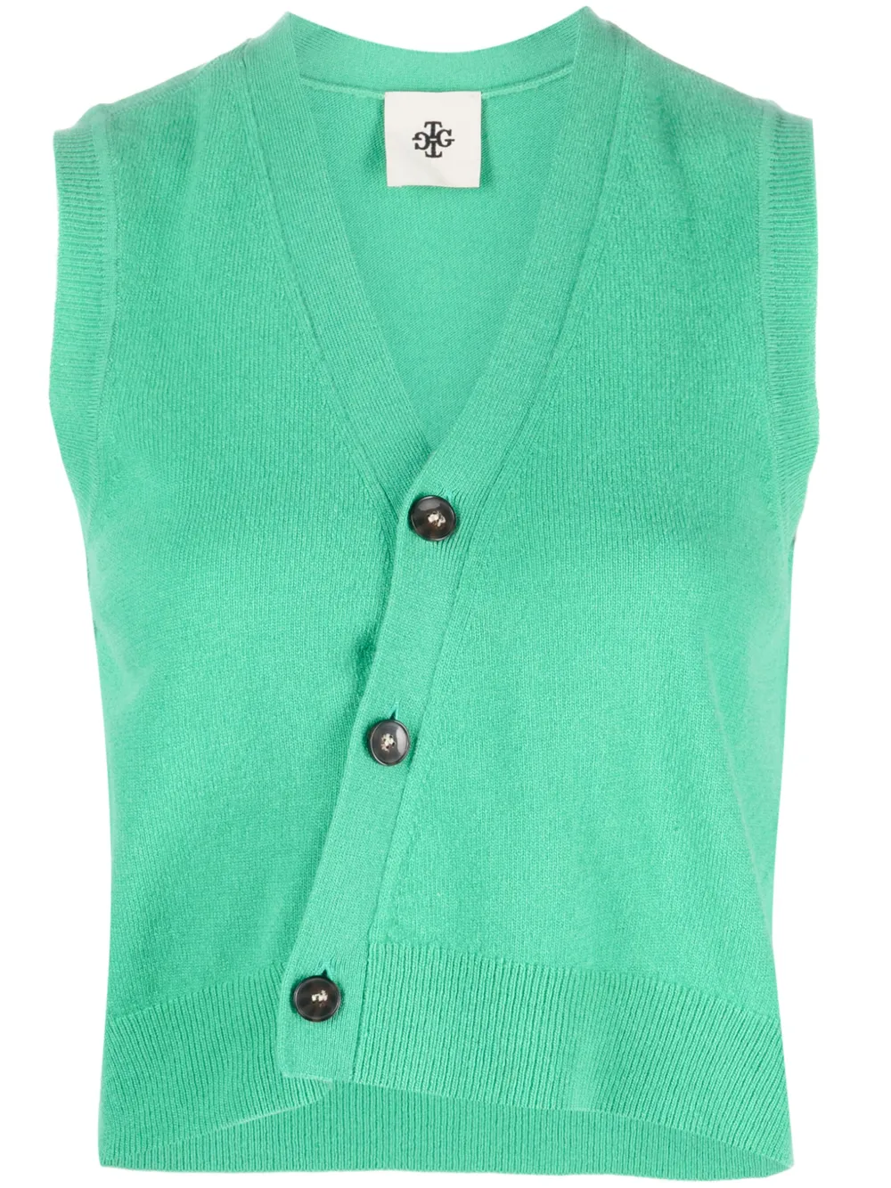 The Garment asymmetric V-neck knit vest | Green | Image 1
