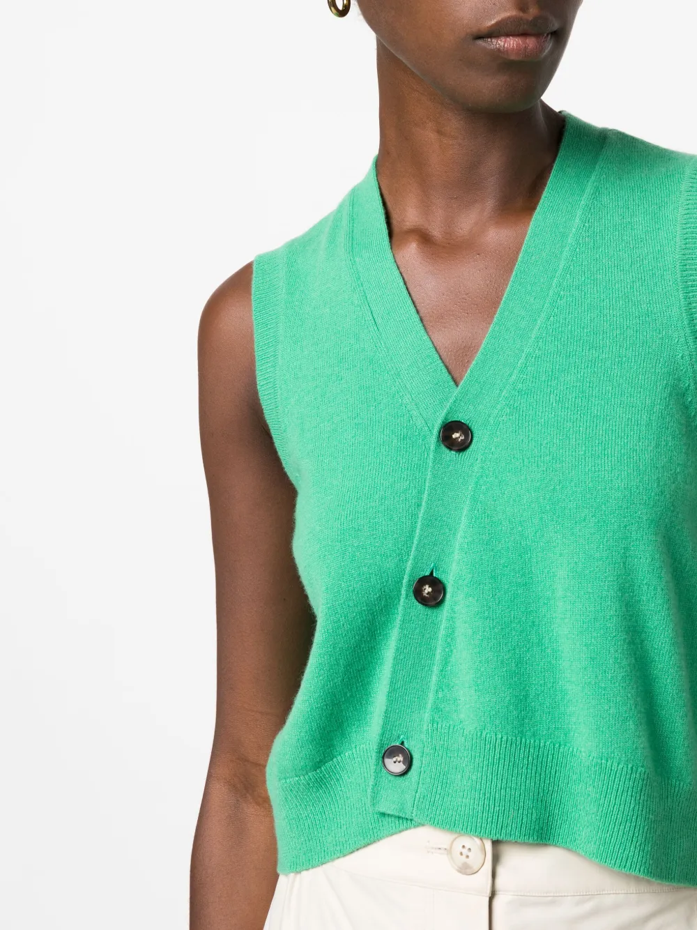 Asymmetric V-Neck Knit Vest