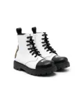 Moschino Kids logo-print leather ankle boots - White