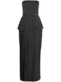 Ioana Ciolacu pinstripe-pattern bandeau-style maxi dress - Black